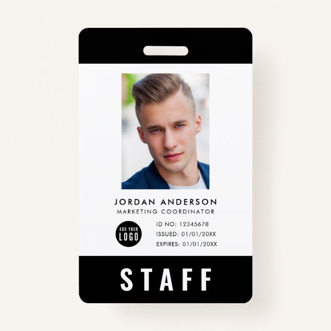 Custom Colour Add Logo Photo STAFF PASS ID Badge (Front)