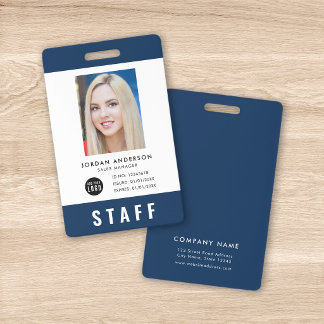 Custom Colour Add Logo Photo STAFF Pass ID Badge