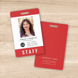 Custom Colour Add Logo Photo STAFF Pass ID Badge