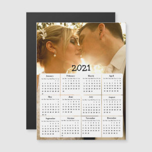 Custom Colour Add  Photo to 2021 Mini Calendar Magnetic Invitation