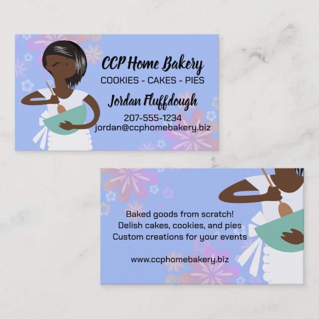 Custom colour African American bakery mixing bowl Business Card (Front/Back)