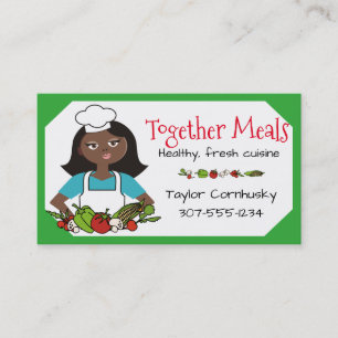 Custom colour African American woman chef Business Card