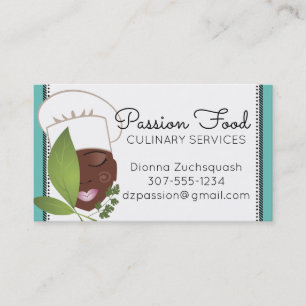 Custom colour African American woman chef herbs Business Card
