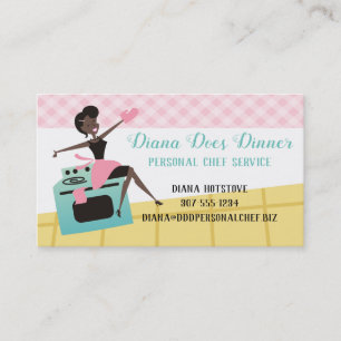 Custom colour African American woman cooking Business Card