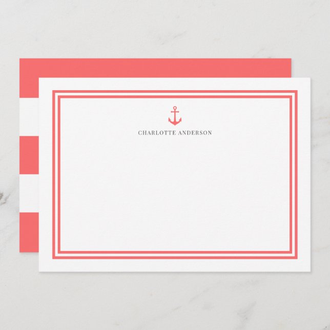 Custom Colour Anchor and White Stripes Personalise Card (Front/Back)