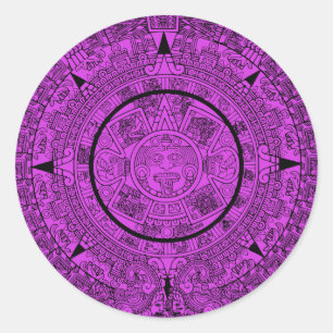Custom Colour Ancient Mayan Calendar Mexico Sticke Classic Round Sticker