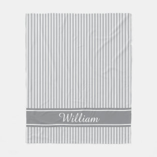 Custom Colour and Name Pinstripe Pattern Fleece Blanket