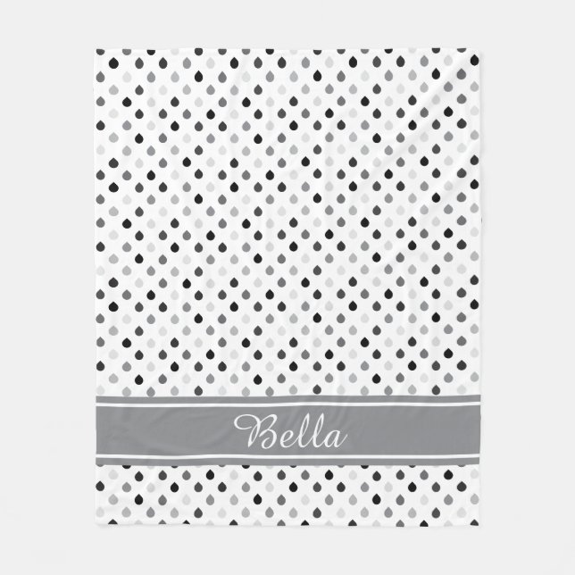 Custom Colour and Name Teardrop Pattern Fleece Blanket (Front)