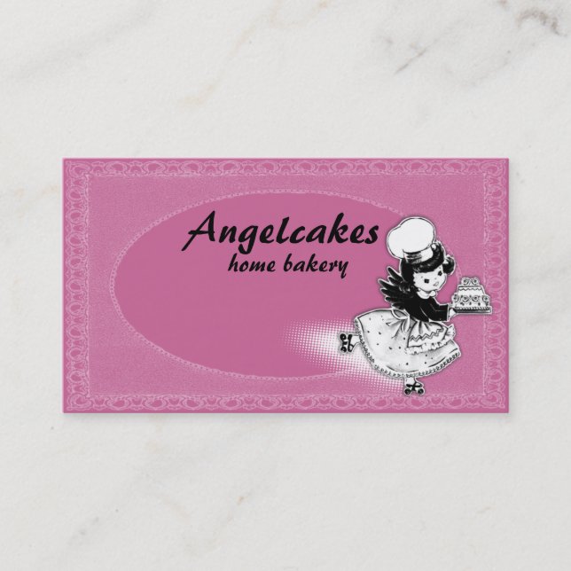 Custom colour angel cake bakery baking biz card (Front)