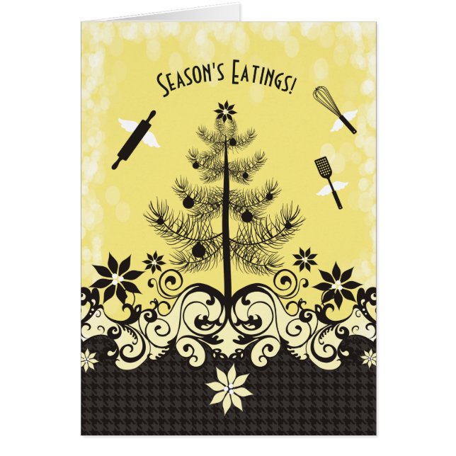 Custom colour angel utensils baking Christmas card (Front)