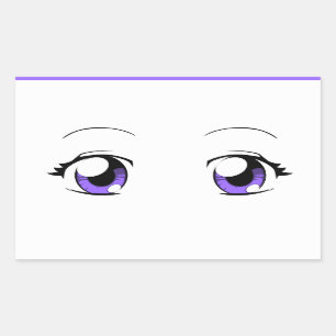 Custom Colour Anime Girl Eyes Rectangular Sticker