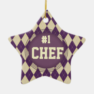 Custom colour argyle #1 Chef Christmas ornament