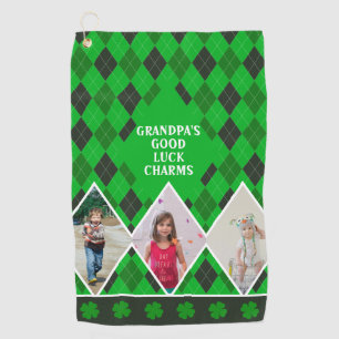 Custom Colour Argyle Good Luck for Grandpa Photos Golf Towel