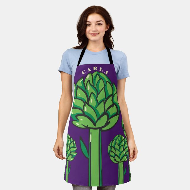 Custom colour artichoke personalised foodie cookin apron (Worn)