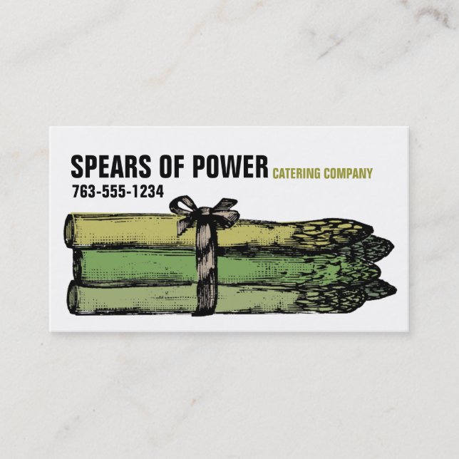 Custom colour asparagus spears chef catering business card (Front)