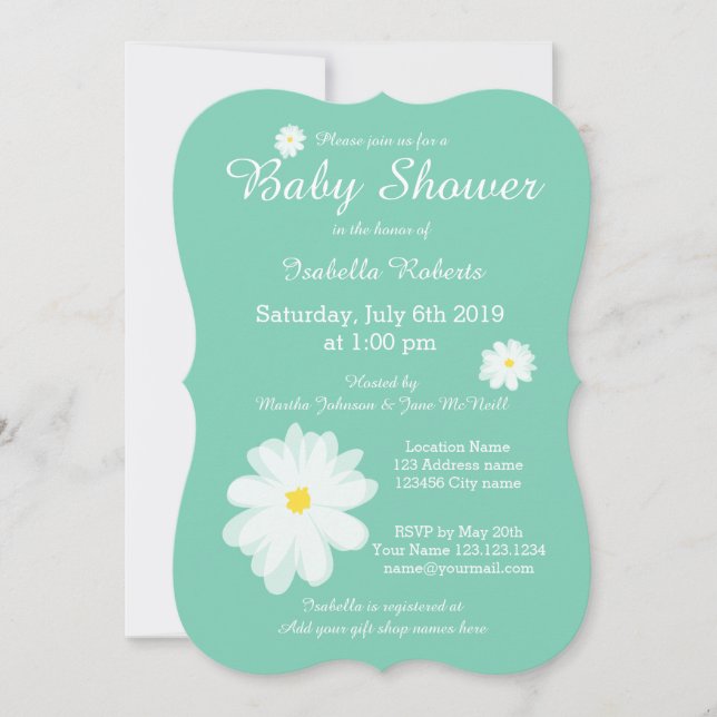 Custom colour background baby shower invitations (Front)