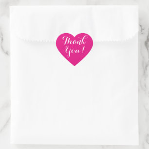 Custom colour background heart thank you stickers