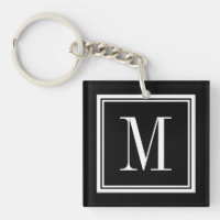 Custom colour background monogram letter keychain