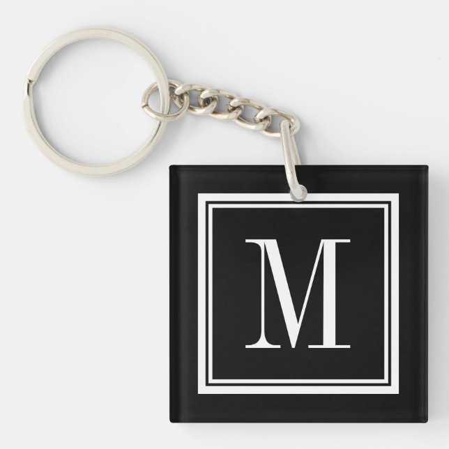 Custom colour background monogram letter keychain (Front)