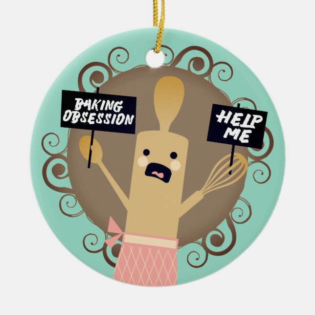 Custom colour baking obsession Christmas ornament (Front)
