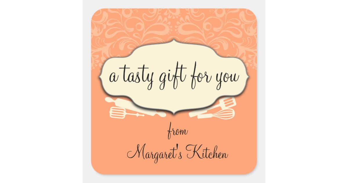 Custom colour baking utensils gift tag label Zazzle
