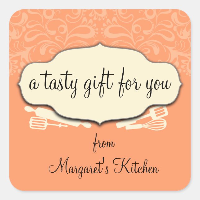 Custom colour baking utensils gift tag label (Front)