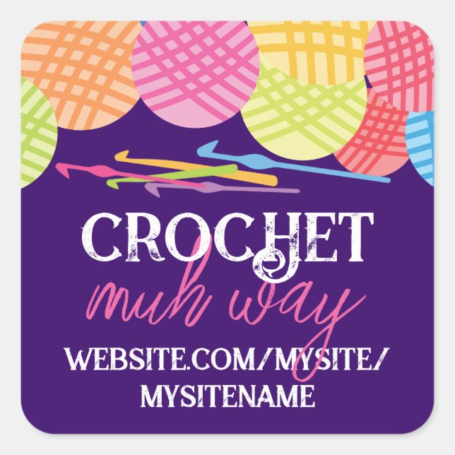 Custom colour balls of yarn crochet hooks labels (Front)