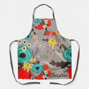 Custom colour big flowers personalised cooking apron