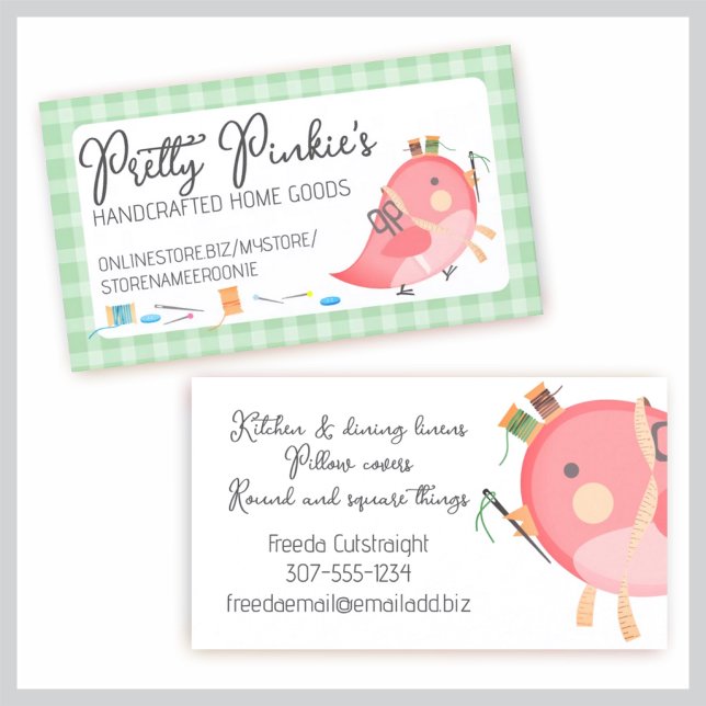 Custom colour bird seamstress sewing notions label business card (Creator Uploaded)