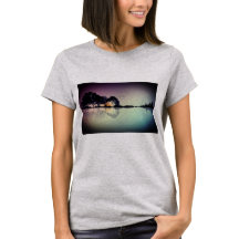 Custom Colour Black Guitar Water Reflection T