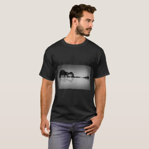 Custom Colour Black Guitar Water Reflection T T-Shirt