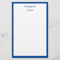 Custom Colour Blue Border Grocery Shopping List