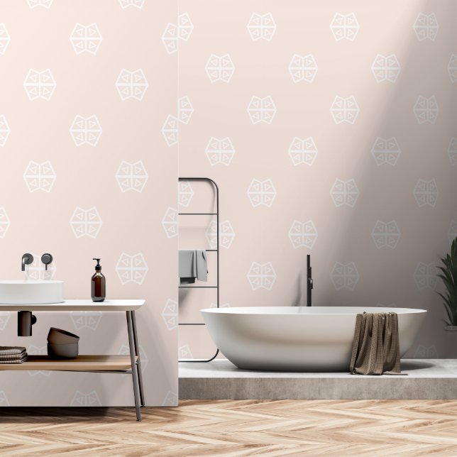 Custom Colour Blush Pink Geometric Modern Simple Wallpaper (Bathroom)