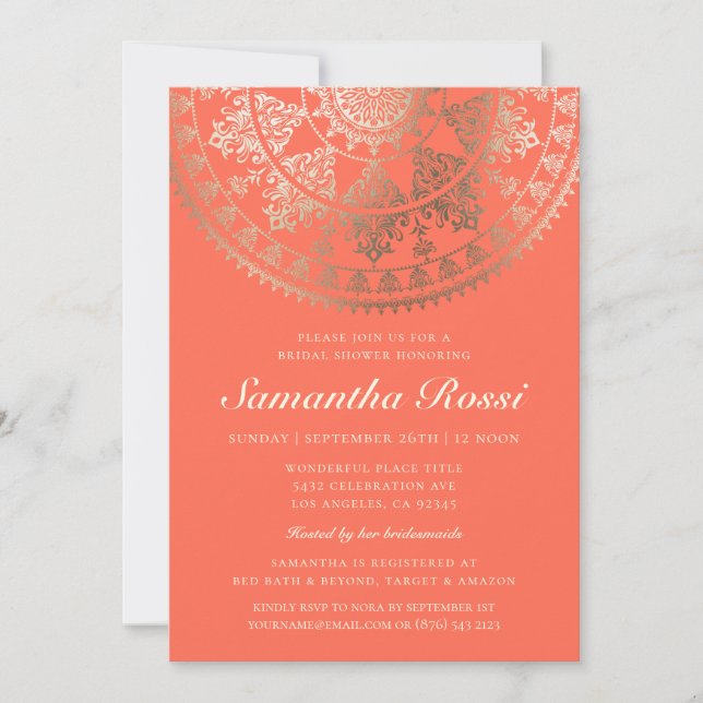 Custom Colour Bridal Shower Invitations Gold Foil (Front)