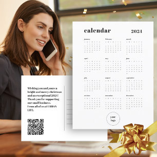 Custom Colour Business QR Code Logo 2024 Calendar Postcard