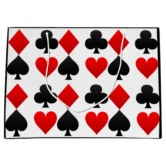 Custom Colour Card Deck-Vegas Heart/Spades Gift Large Gift Bag (Front)