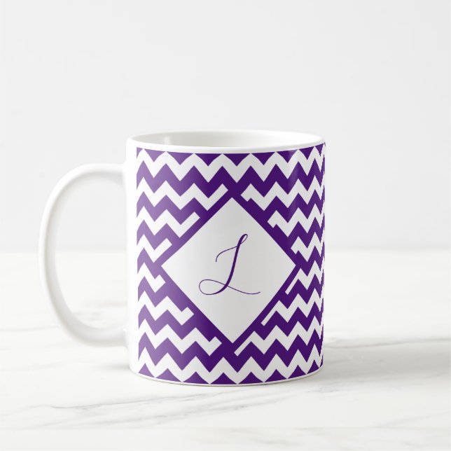 Custom colour chevron monogram coffee mug (Left)