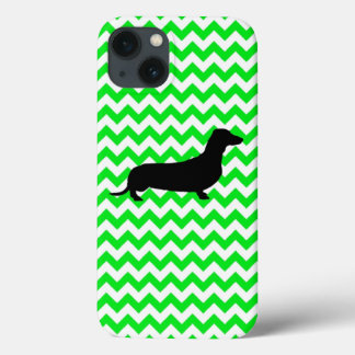 Custom Colour Chevron with Dachshund Silhouette iPhone 13 Case