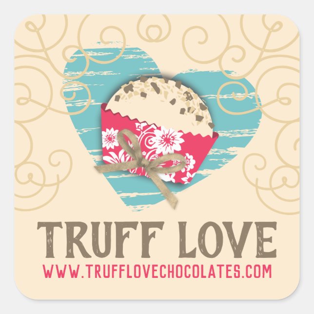 Custom colour chocolate truffles confections candy square sticker (Front)