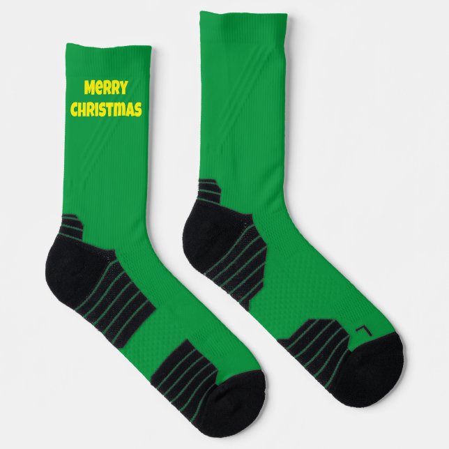 Custom Colour Christmas Socks, Green Personalised Socks (Right)