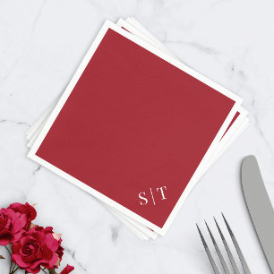 Custom Colour Corner Wedding Monogram Napkin