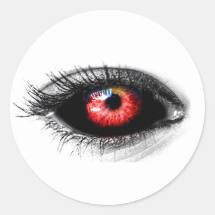 Custom Colour Creepy Red Zombie/Vampire Eye Sticke Classic Round Sticker
