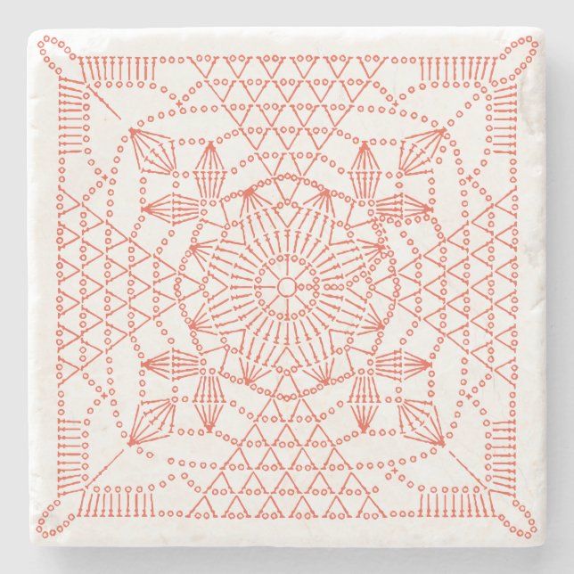 Custom Colour Crochet Chart Stone Coaster (Front)