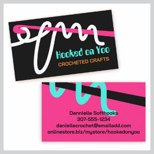 Custom colour crochet hook loopy yarn business car business card