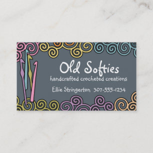 Custom colour crochet hooks colourful yarn swirls business card