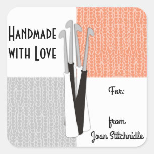 Custom colour crochet hooks grey colour block square sticker