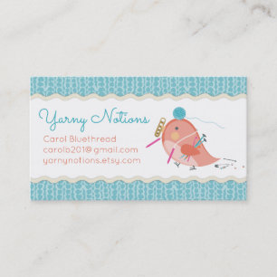 Custom colour cute bird knitting crochet notions business card