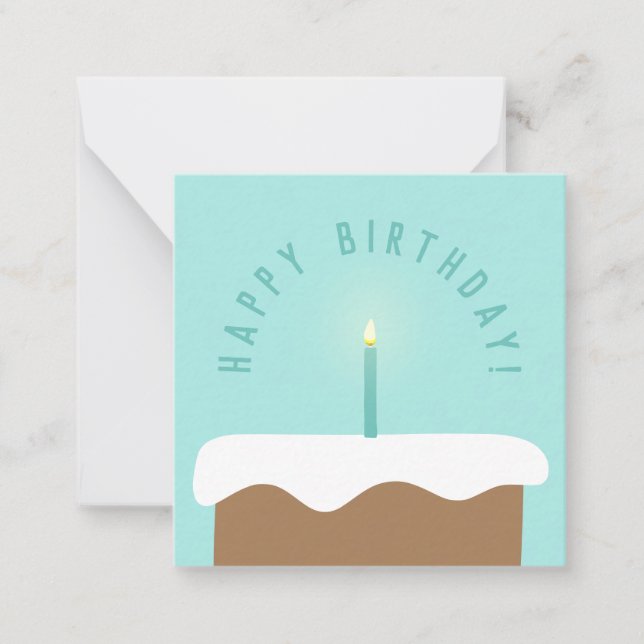 Custom Colour Cute Illustrated Cake Birthday Card (Front)