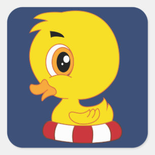 Custom Colour Cute Kawaii Cartoon Little Duckling Square Sticker