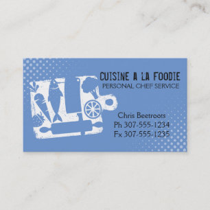 Custom colour cutting board food utensils recipe business card